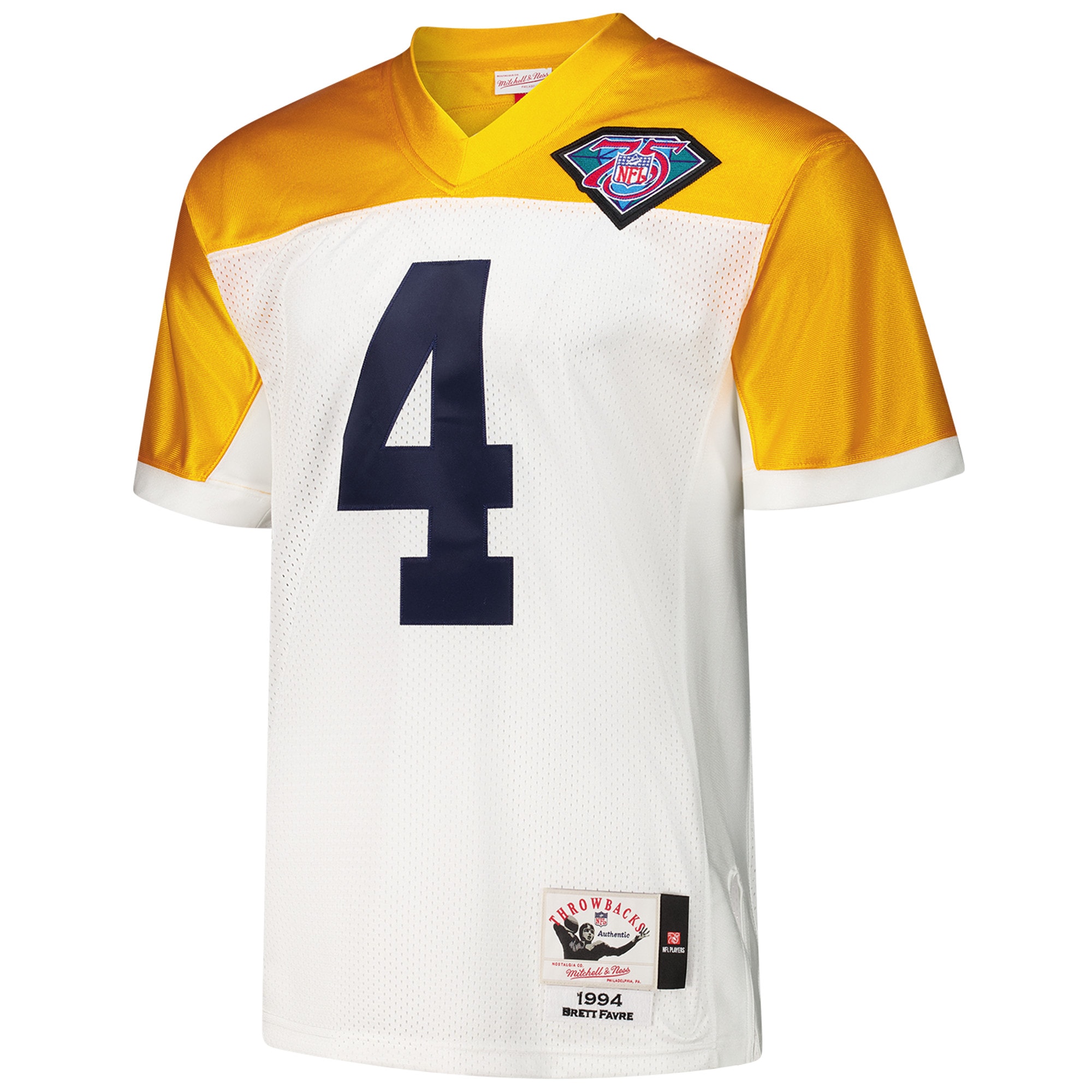 Alternative view of 1994 Brett Favre Mitchell & Ness Green Bay Packers Throwback Game Jersey - Men's