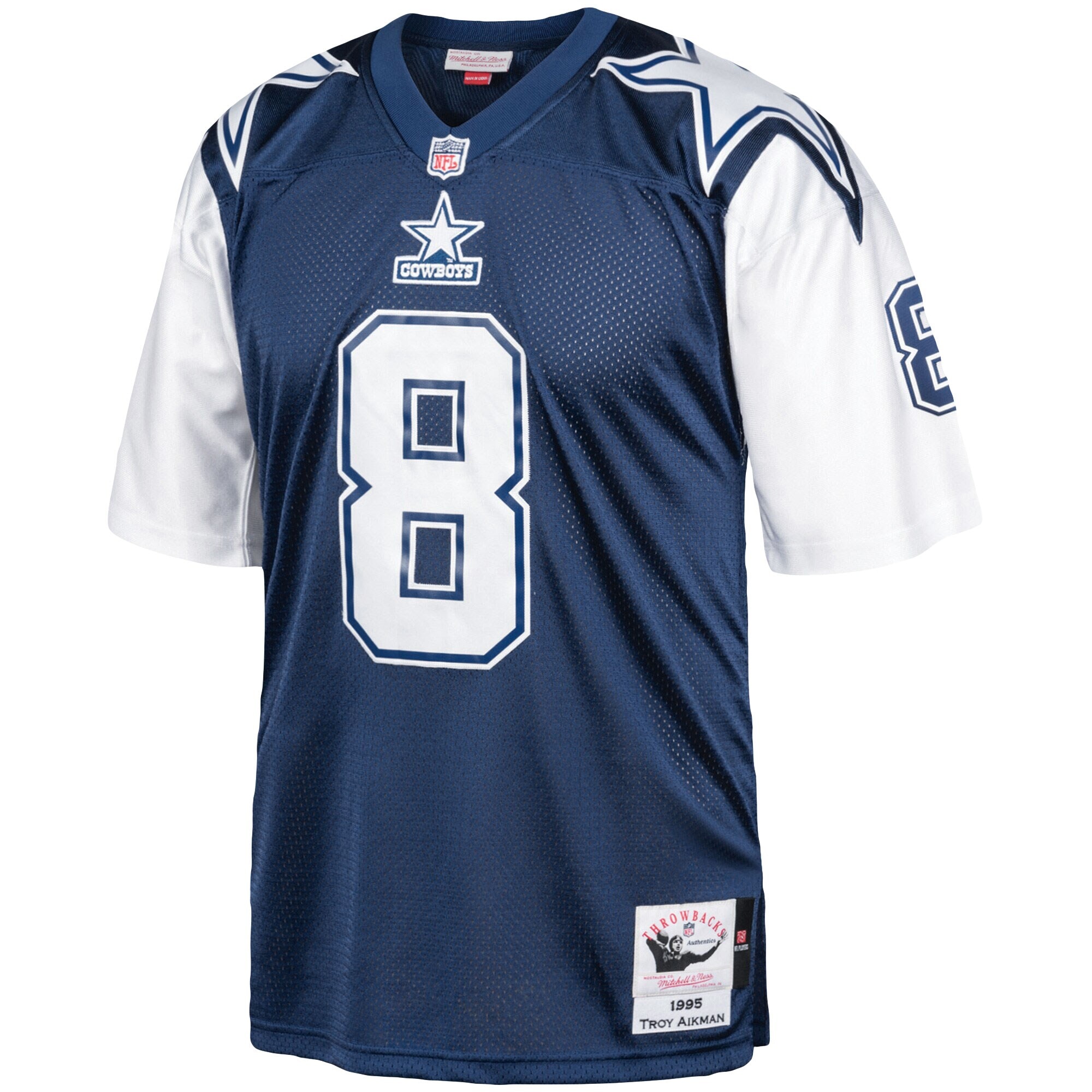 Alternative view of 1995 Troy Aikman Mitchell & Ness Dallas Cowboys Throwback Game Jersey - Men's