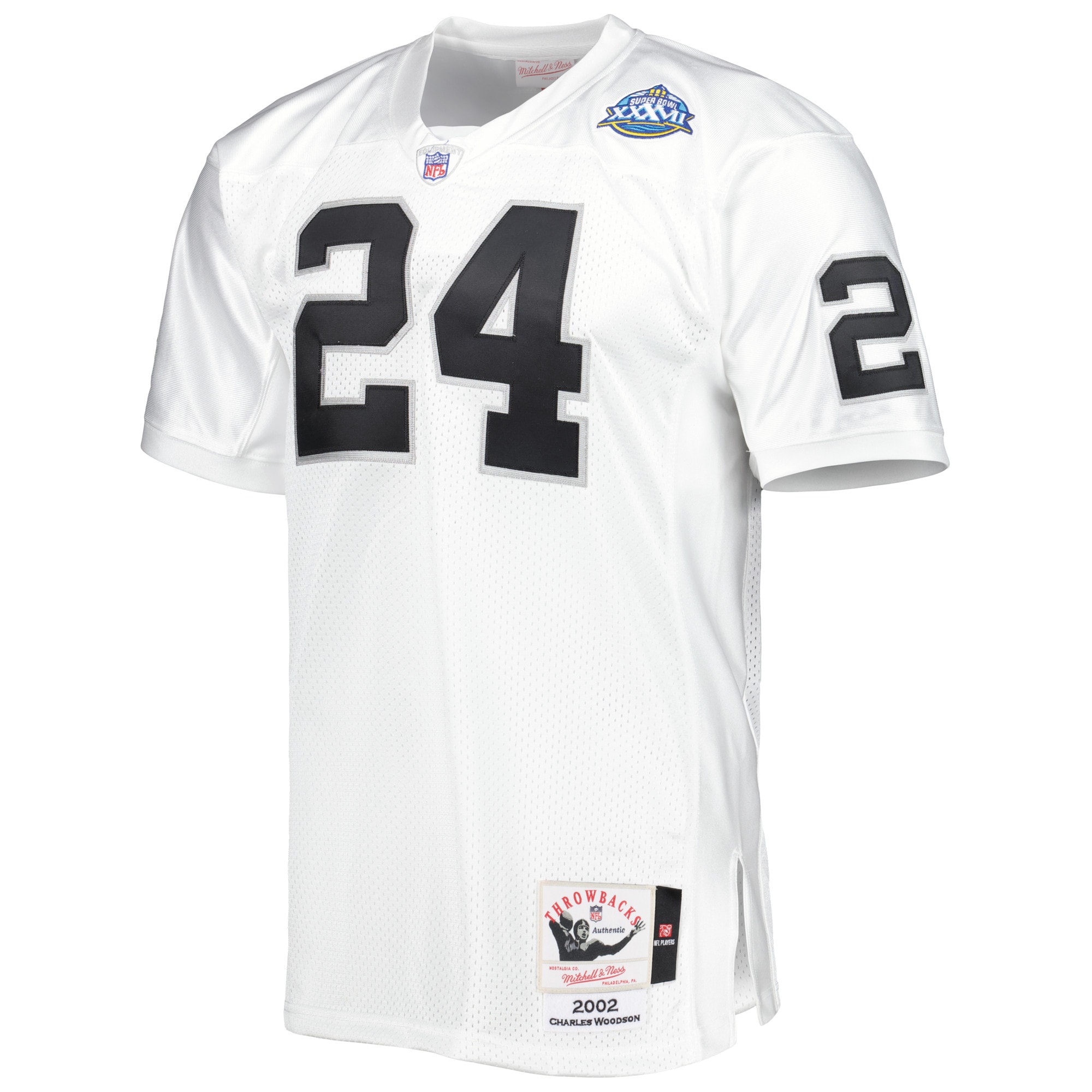 Alternative view of 2002 Charles Woodson Mitchell & Ness Las Vegas Raiders Throwback Game Jersey - Men's