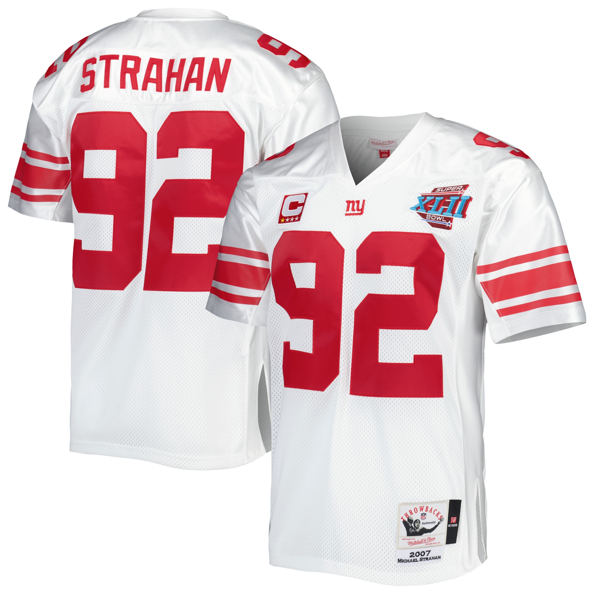 2007 Michael Strahan Mitchell & Ness New York Giants Throwback Game Jersey - Men's