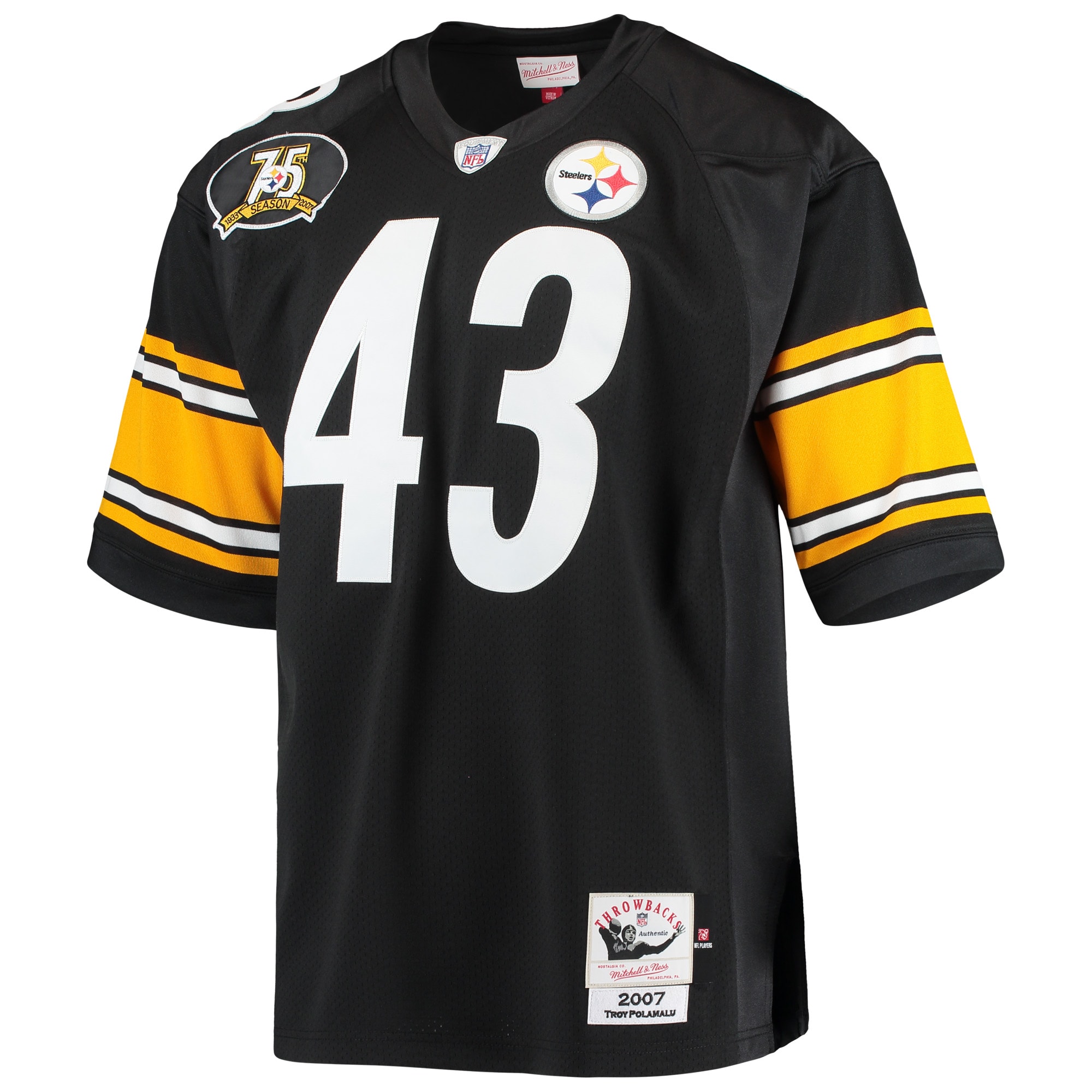 Alternative view of 2007 Troy Polamalu Mitchell & Ness Pittsburgh Steelers Throwback Game Jersey - Men's