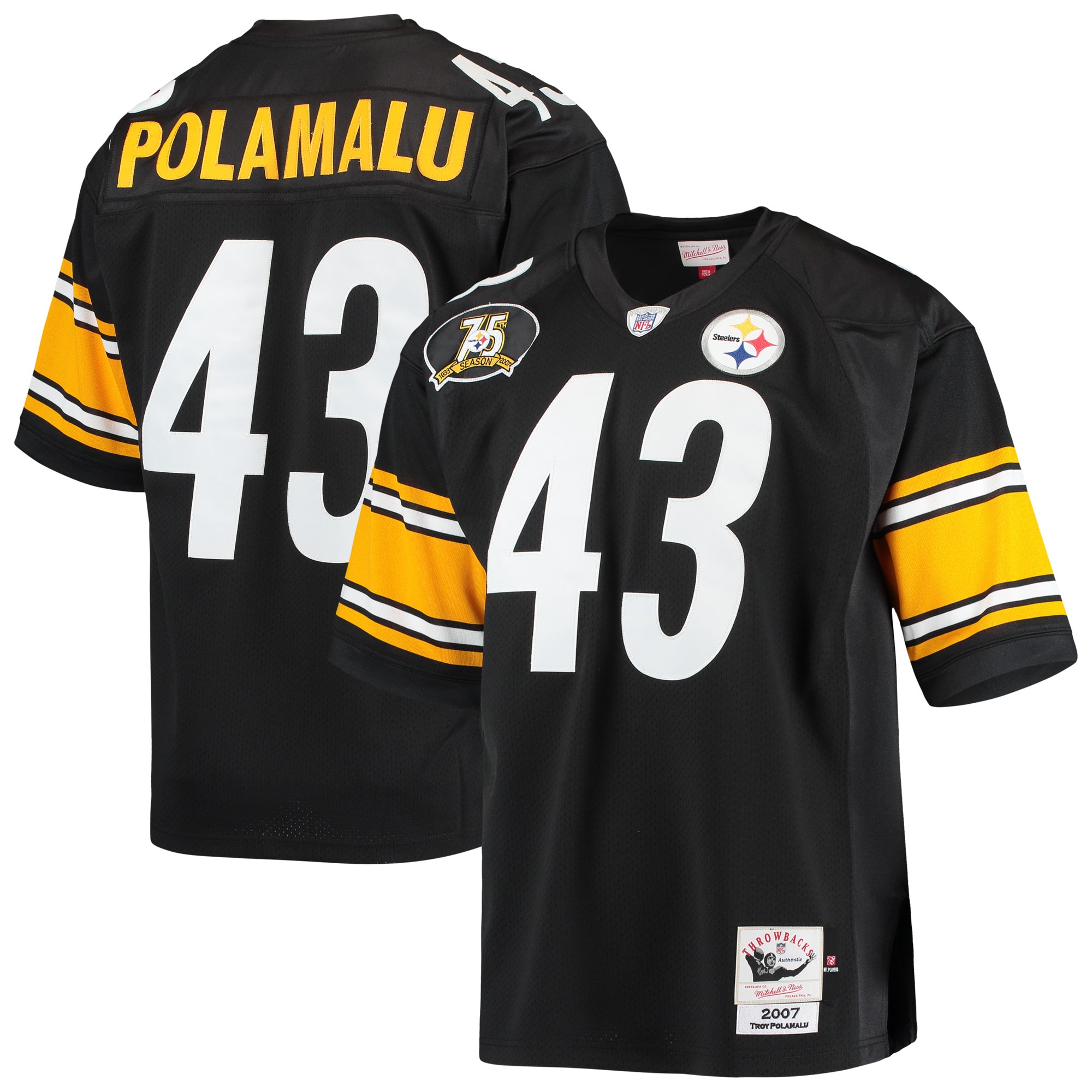 2007 Troy Polamalu Mitchell & Ness Pittsburgh Steelers Throwback Game Jersey - Men's