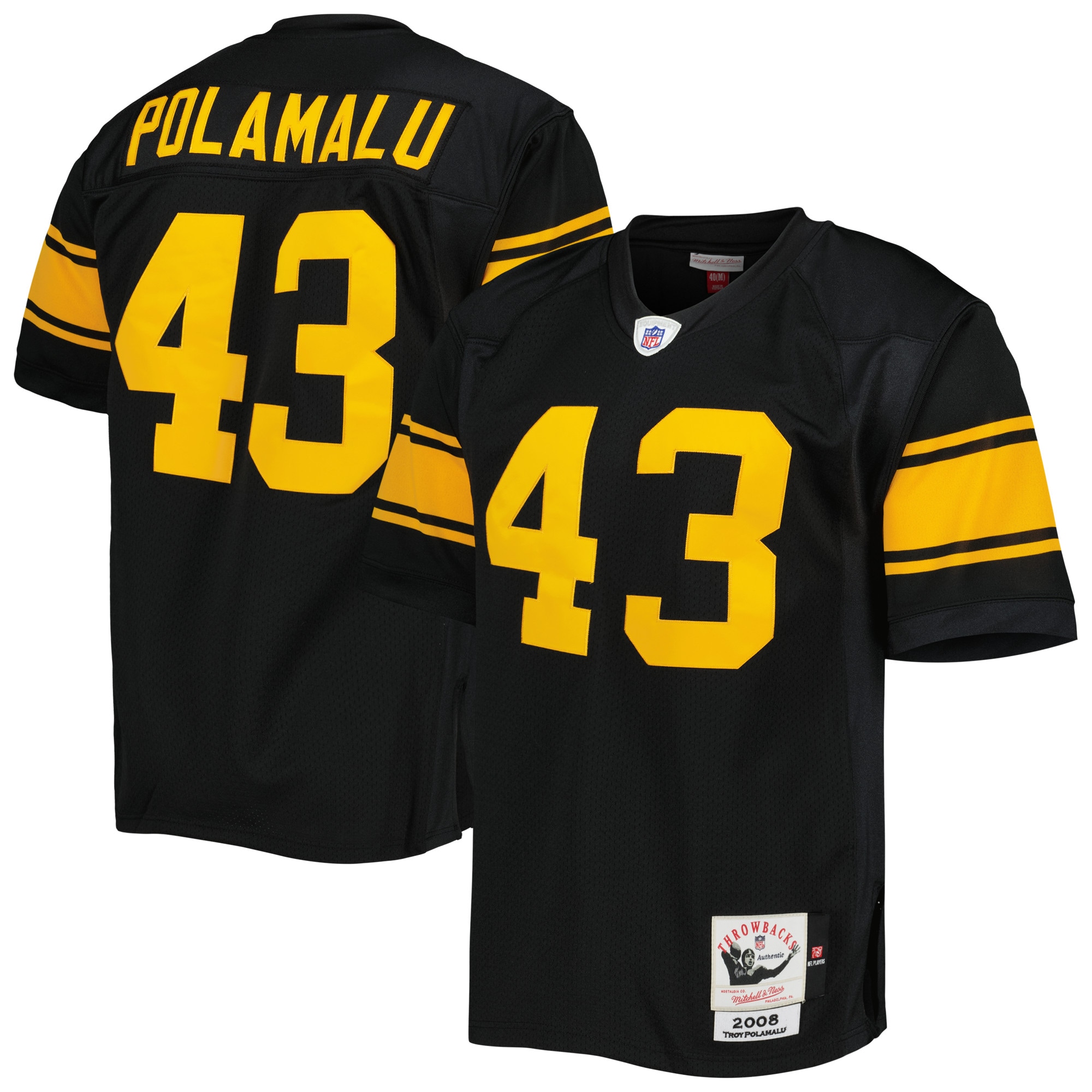 2008 Troy Polamalu Mitchell & Ness Pittsburgh Steelers Throwback Game Jersey - Men's