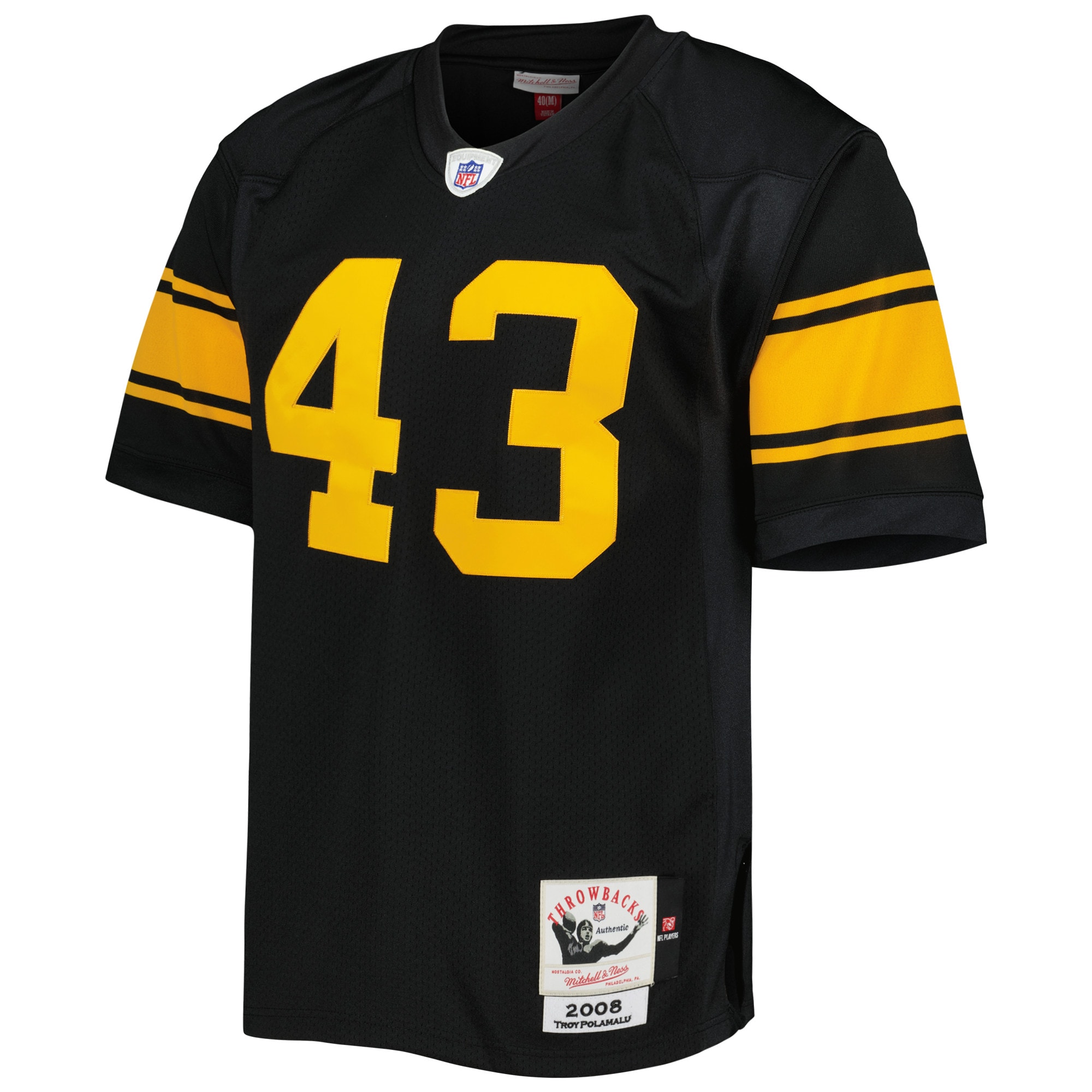 Alternative view of 2008 Troy Polamalu Mitchell & Ness Pittsburgh Steelers Throwback Game Jersey - Men's