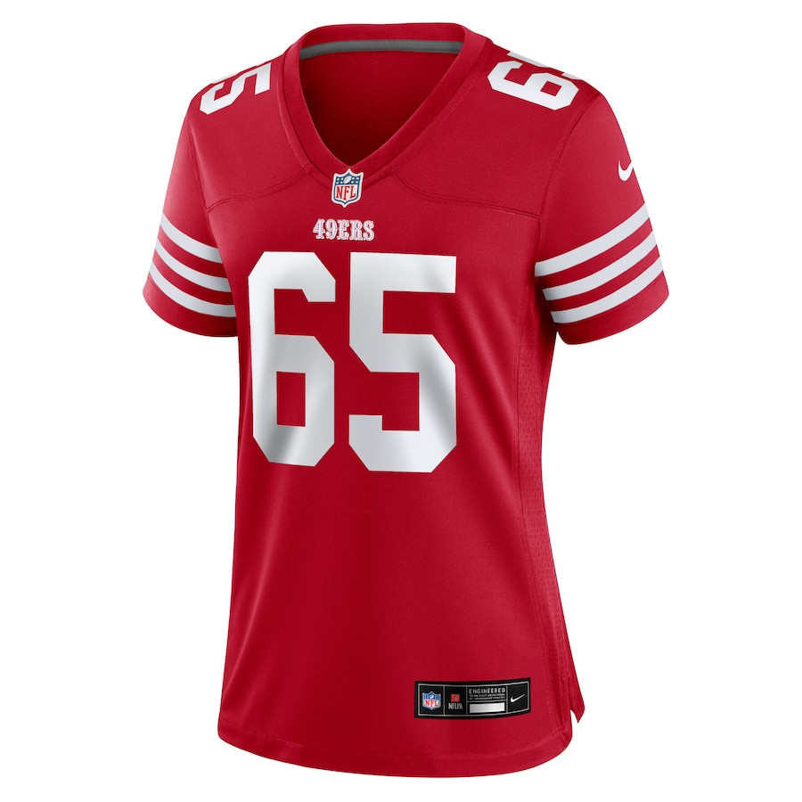 Alternative view of Aaron Banks #65 San Francisco 49ers Game Jersey - Women's | Scarlet