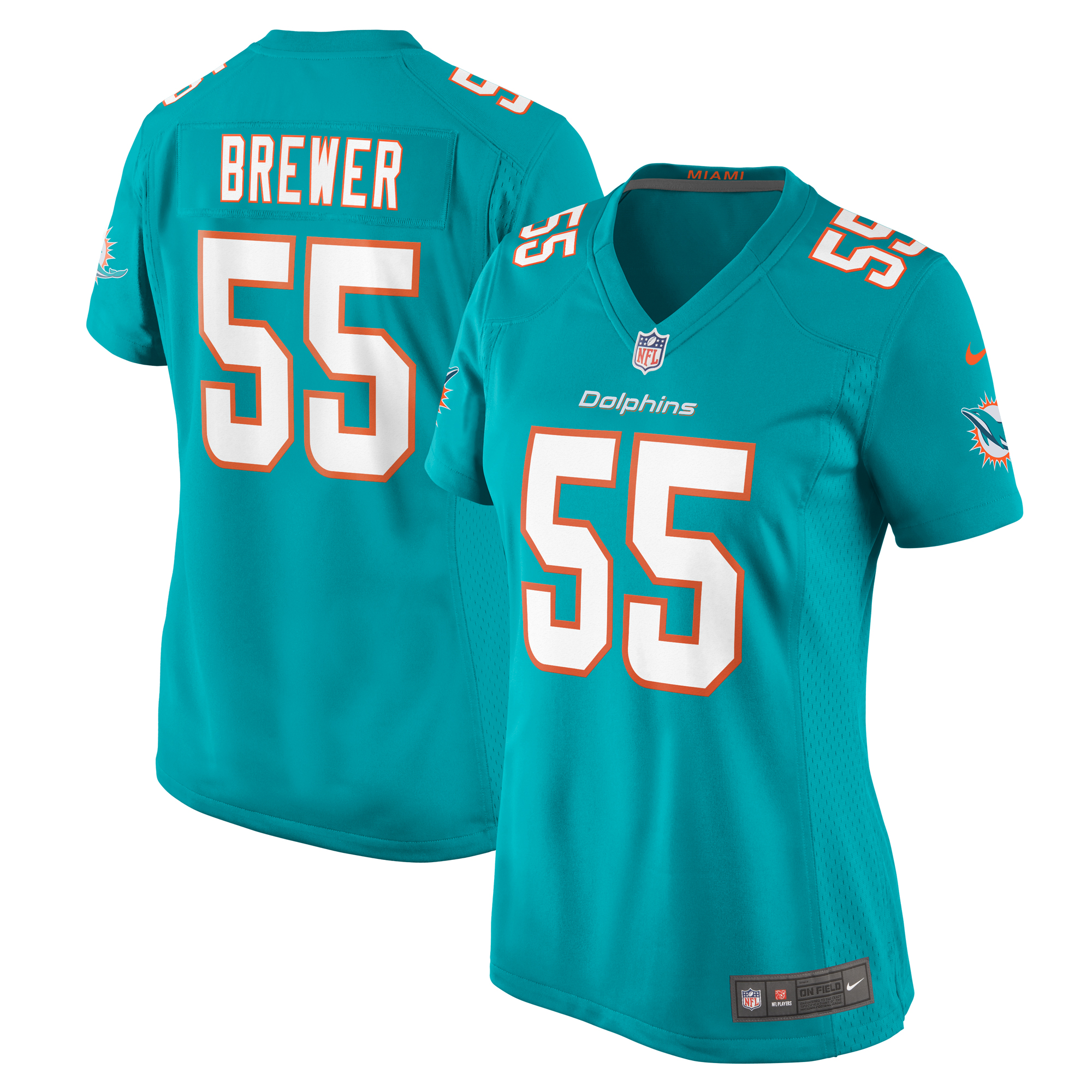 Aaron Brewer Miami Dolphins Game Jersey - Women's