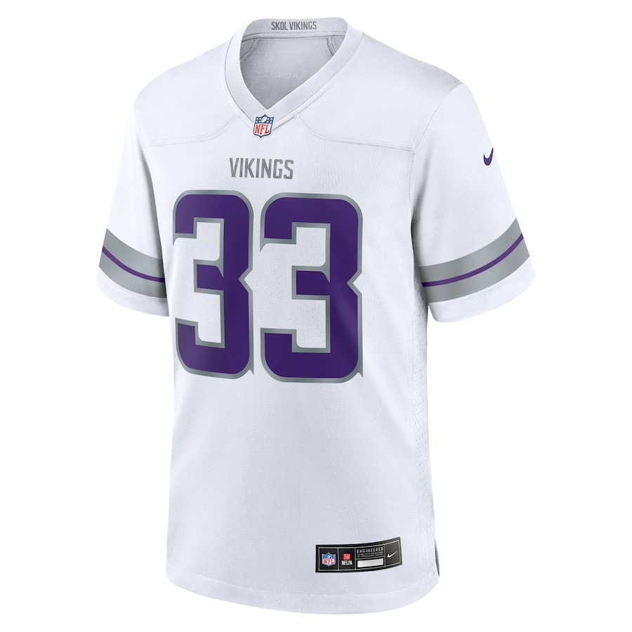 Alternative view of Aaron Jones #33 Minnesota Vikings Alternate Game Jersey - Men's | White