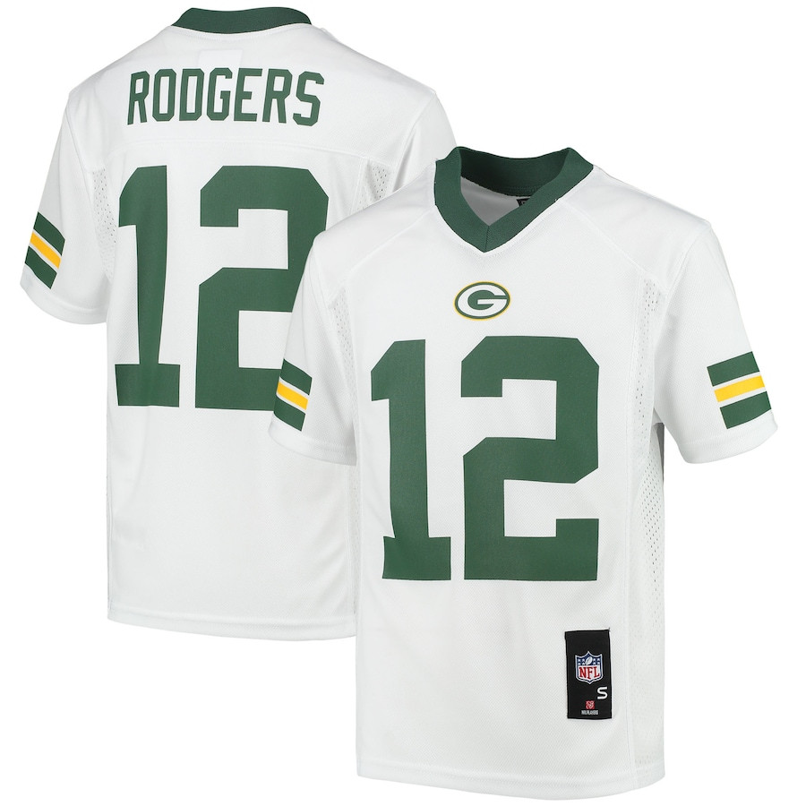 Aaron Rodgers #12 Green Bay Packers Game Jersey - Youth | White