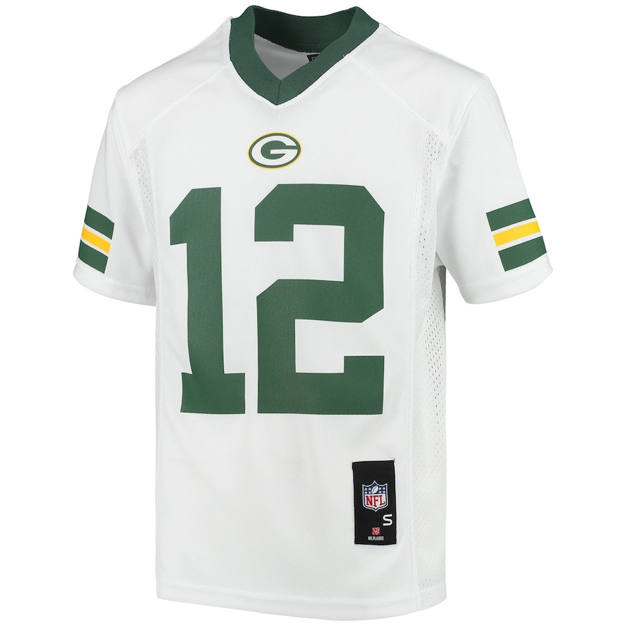 Alternative view of Aaron Rodgers #12 Green Bay Packers Game Jersey - Youth | White