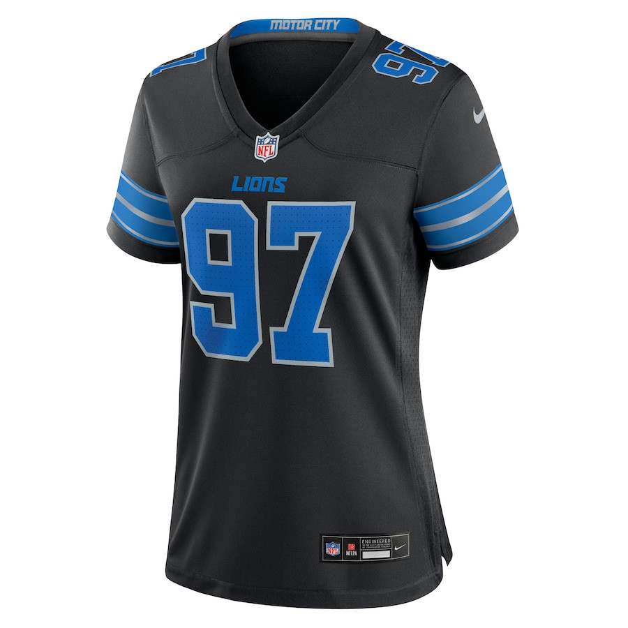 Alternative view of Aidan Hutchinson #97 Detroit Lions Alternate Game Jersey - Women's | Black