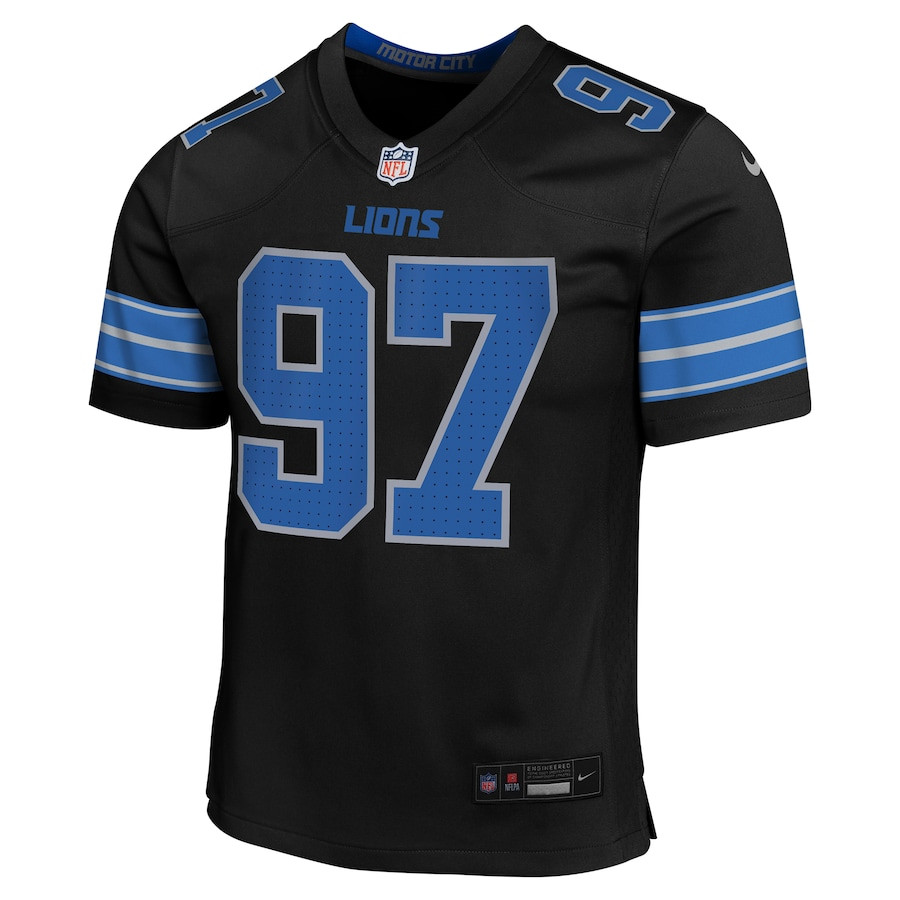 Alternative view of Aidan Hutchinson #97 Detroit Lions Alternate Game Jersey - Youth | Black