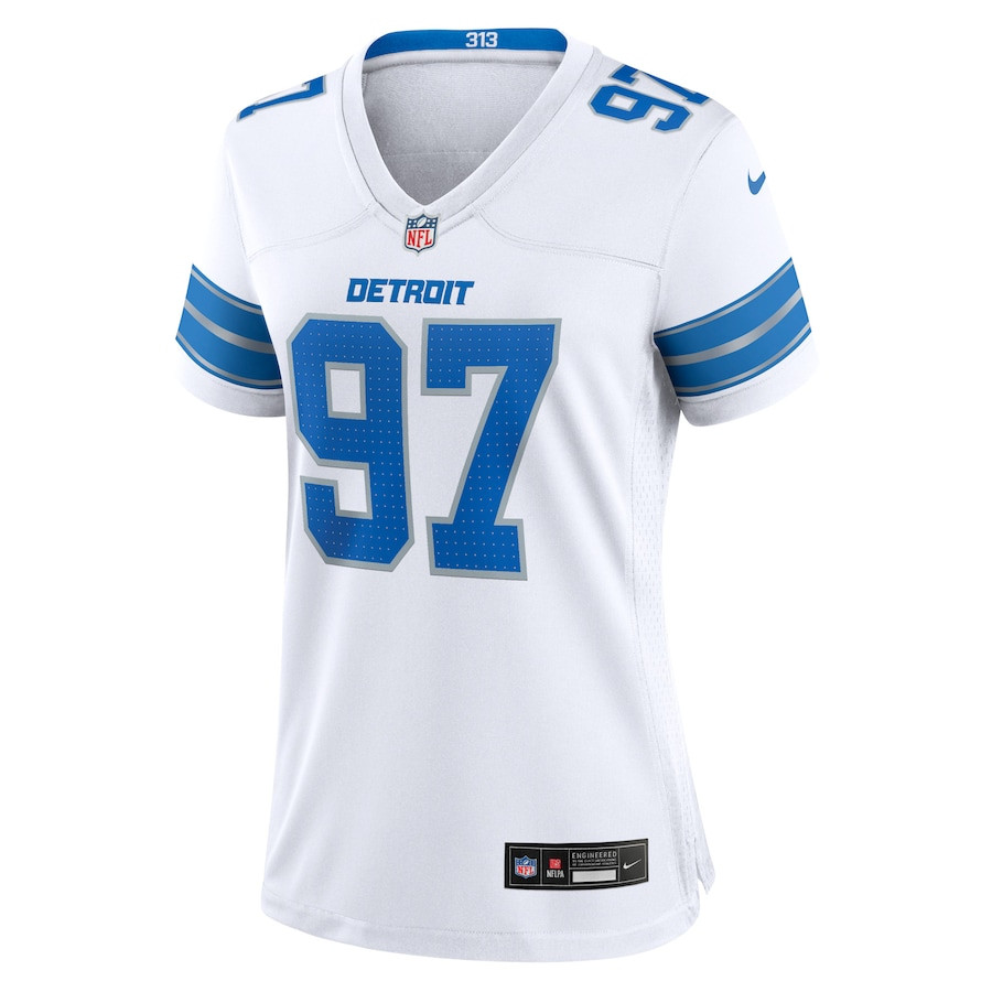 Alternative view of Aidan Hutchinson #97 Detroit Lions Game Jersey - Women's | White