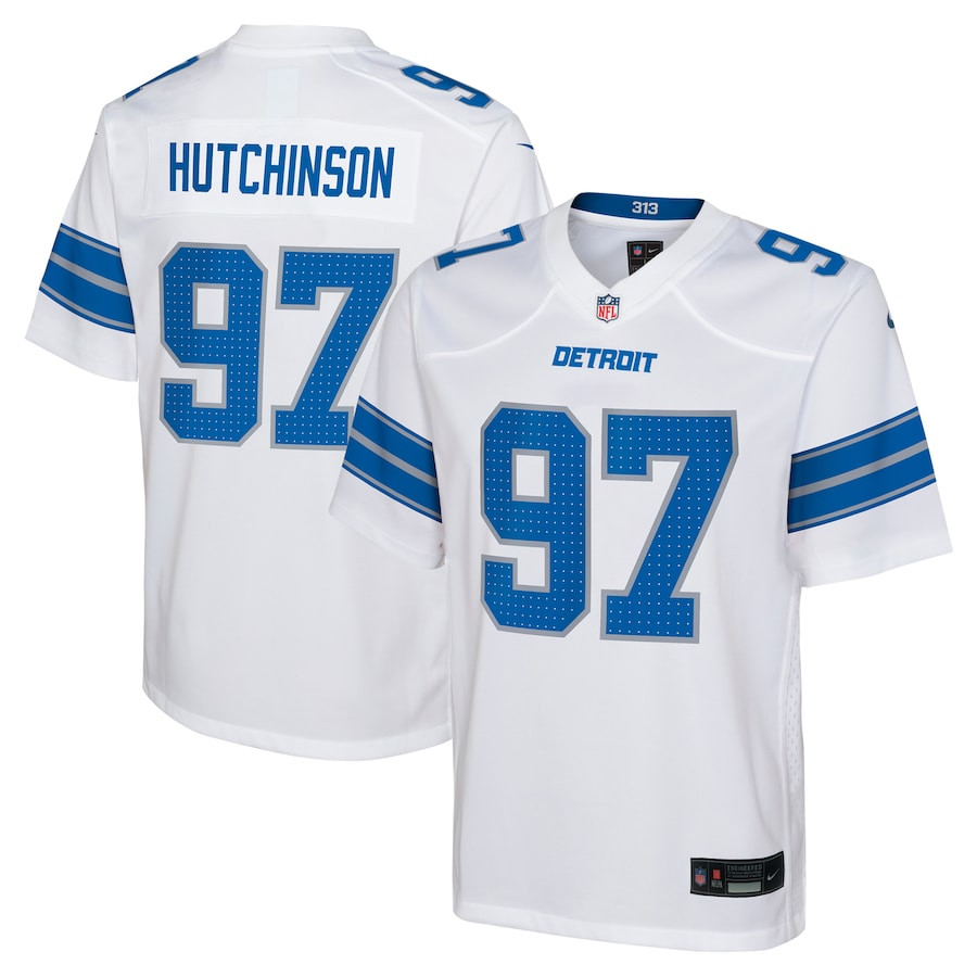 Aidan Hutchinson #97 Detroit Lions Game Jersey - Youth | White