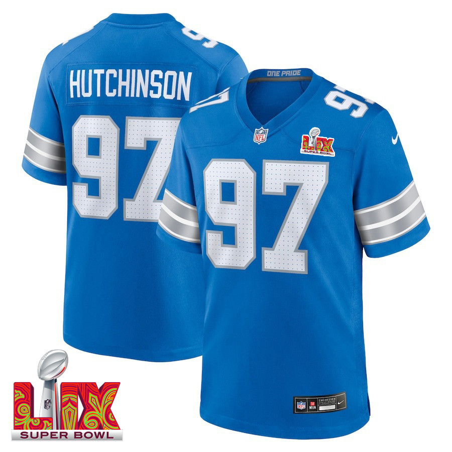 Aidan Hutchinson #97 Detroit Lions Super Bowl LIX Game Jersey - Men's | Blue