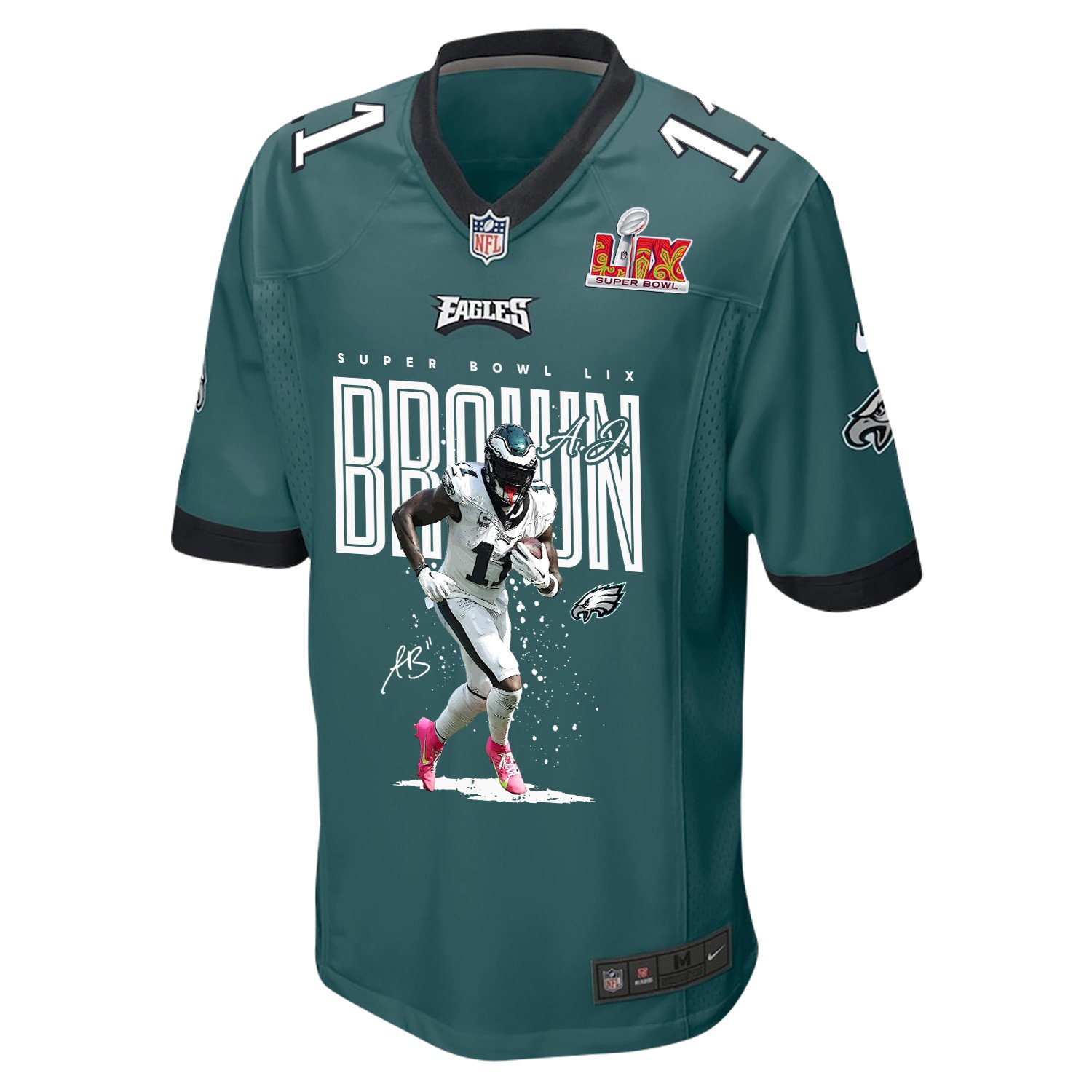 Alternative view of A.J. Brown #11 Philadelphia Eagles Game Jersey - Men's | Midnight Green