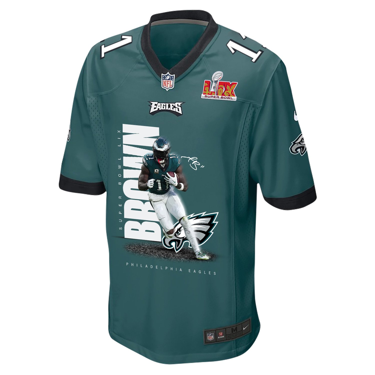 Alternative view of A.J. Brown #11 Philadelphia Eagles Game Jersey - Men's | Midnight Green