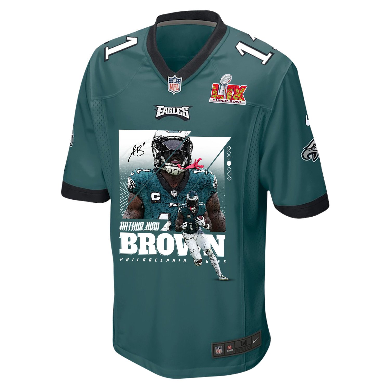 Alternative view of A.J. Brown #11 Philadelphia Eagles Game Jersey - Men's | Midnight Green