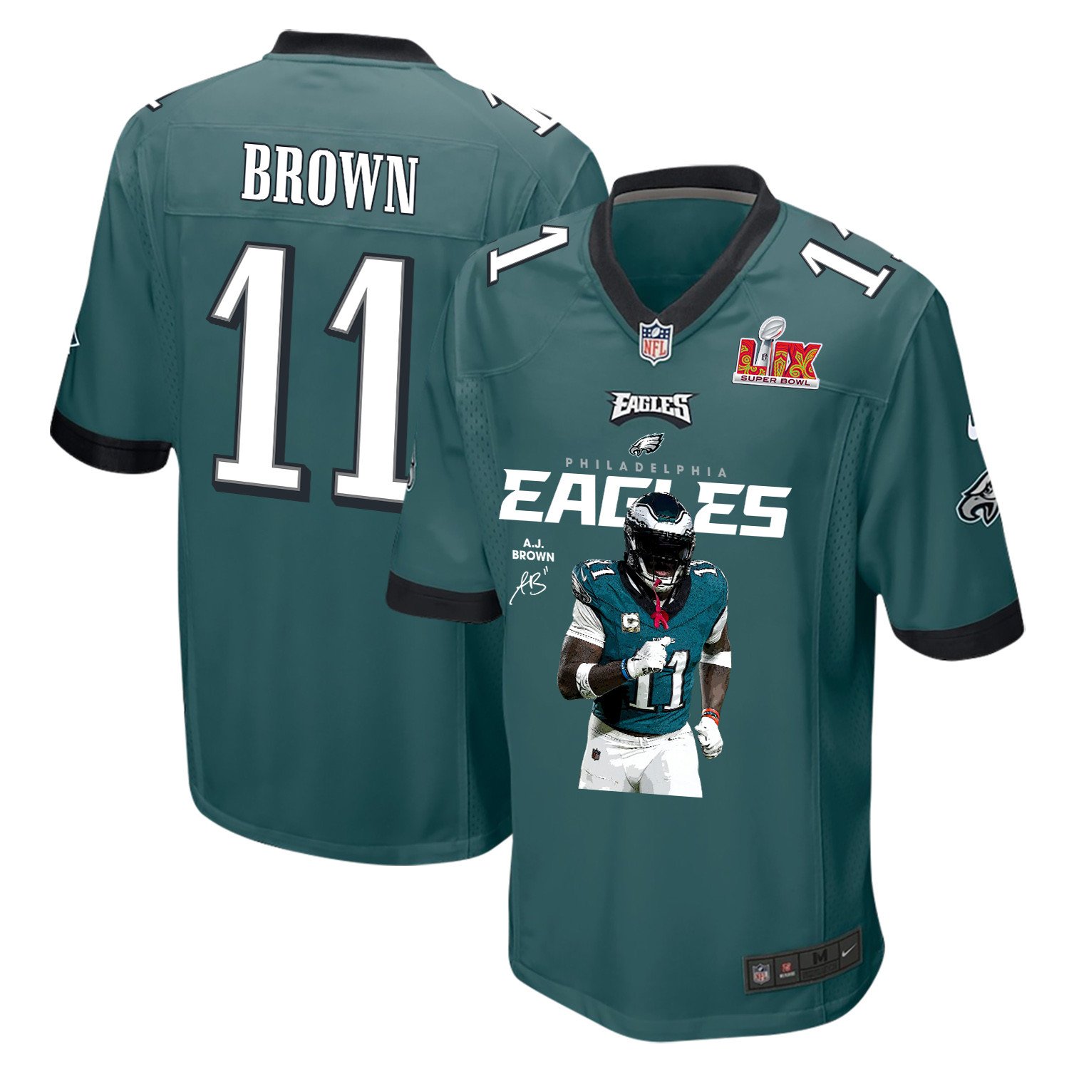 A.J. Brown #11 Philadelphia Eagles Game Jersey - Men's | Midnight Green
