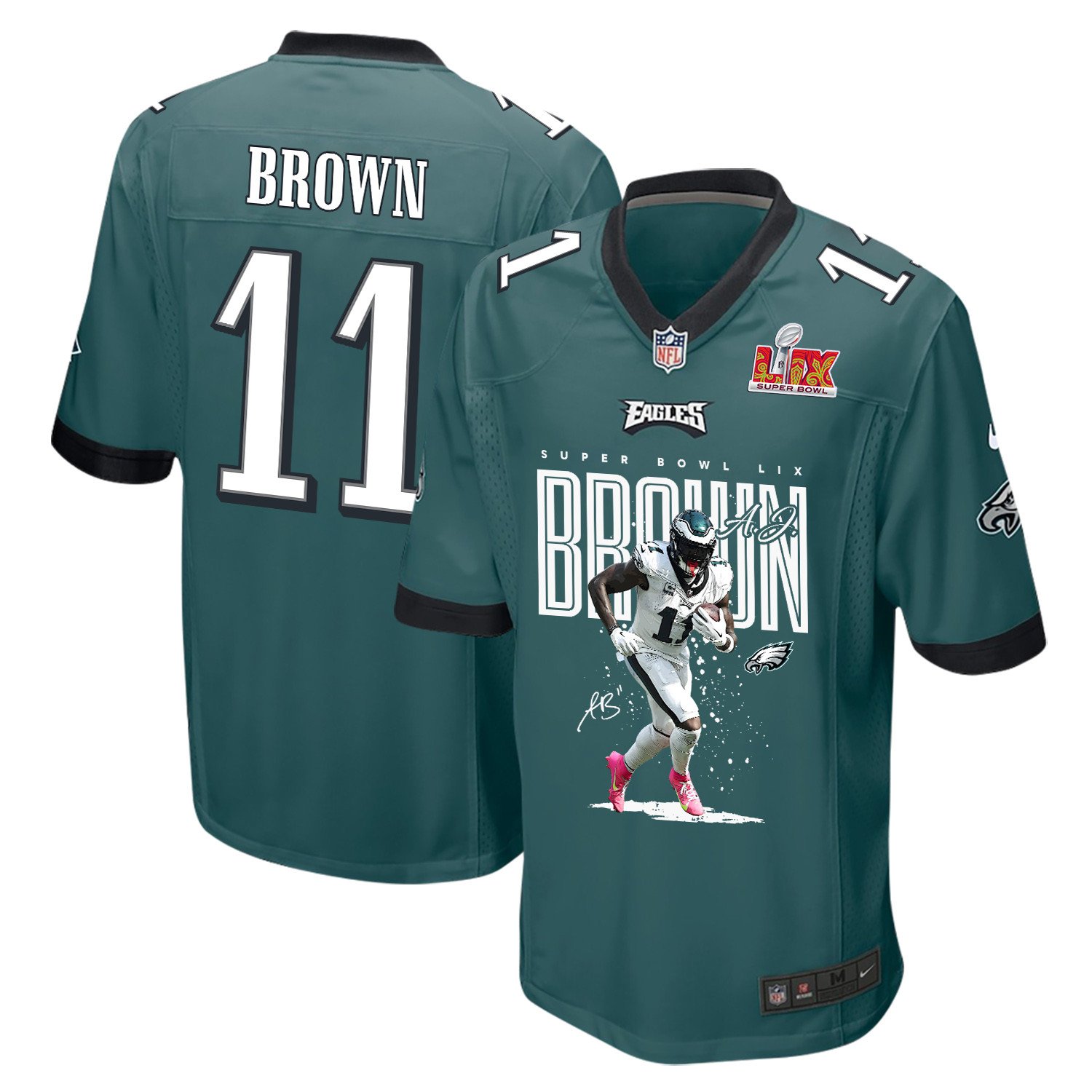A.J. Brown #11 Philadelphia Eagles Game Jersey - Men's | Midnight Green