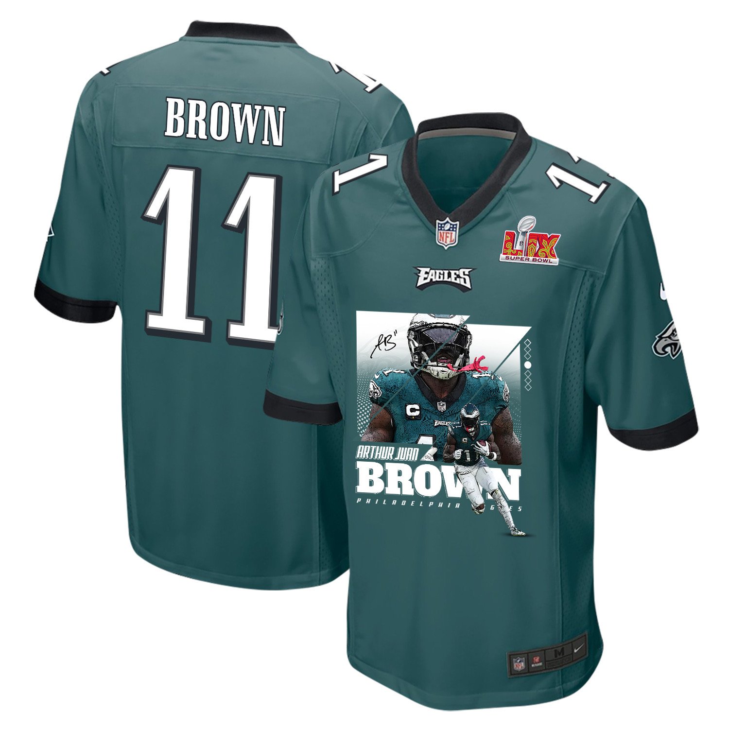 A.J. Brown #11 Philadelphia Eagles Game Jersey - Men's | Midnight Green