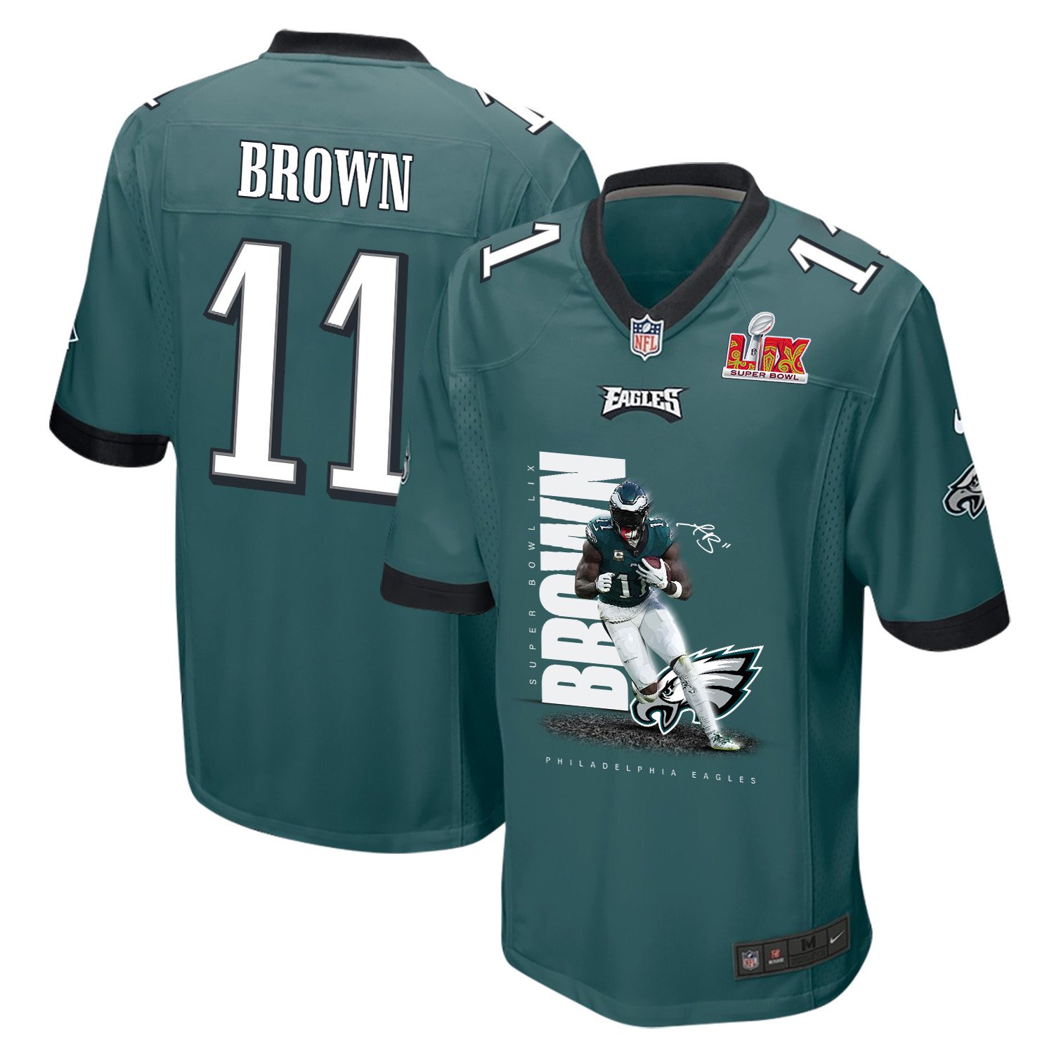 A.J. Brown #11 Philadelphia Eagles Game Jersey - Men's | Midnight Green