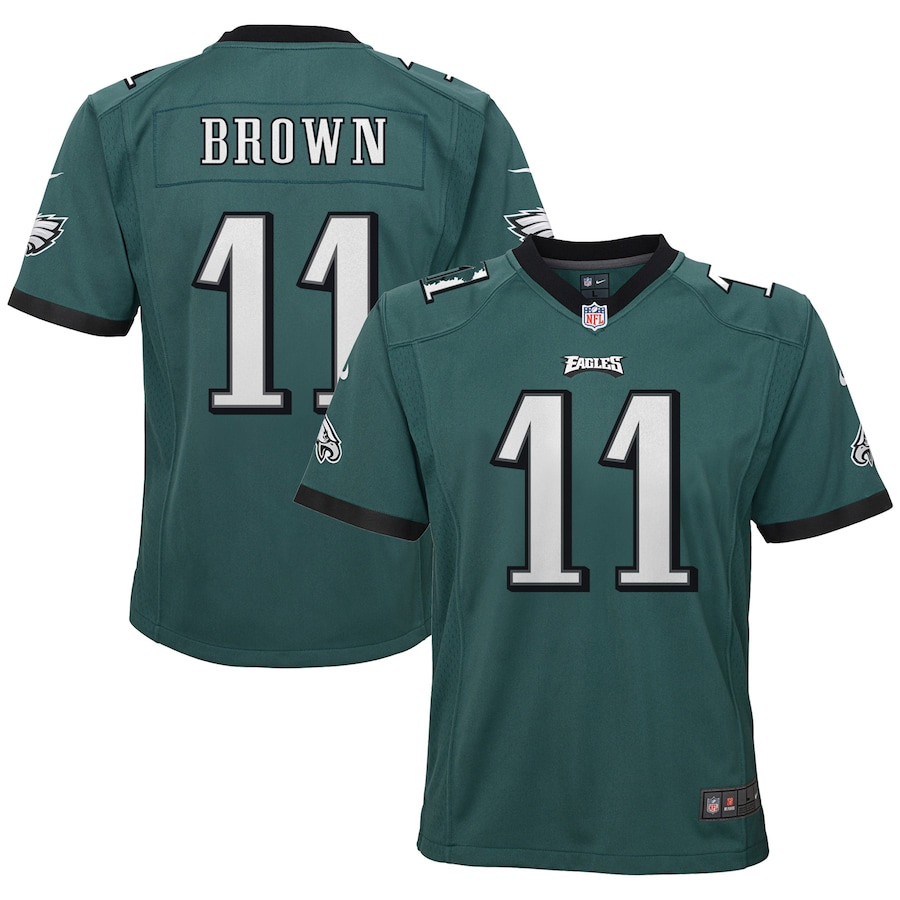 A.J. Brown #11 Philadelphia Eagles Game Jersey - Youth | Green