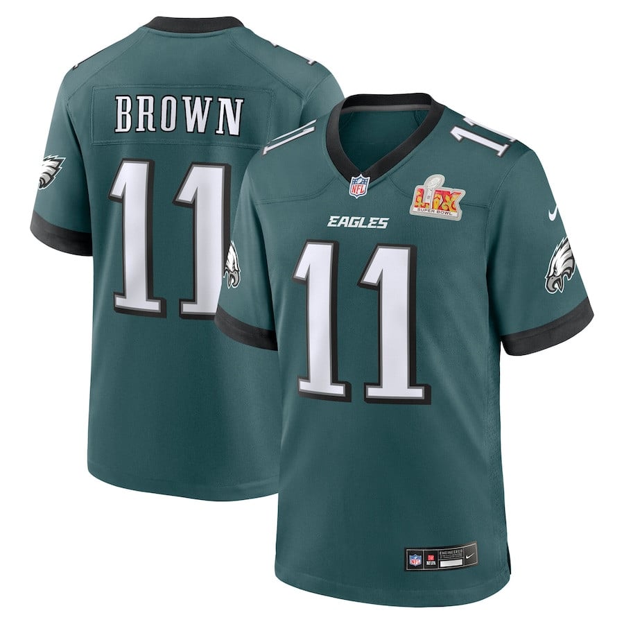 A.J. Brown #11 Philadelphia Eagles Super Bowl LIX Game Jersey - Men's | Midnight Green