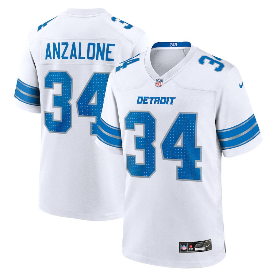 Alex Anzalone #34 Detroit Lions Game Jersey - Men's | White