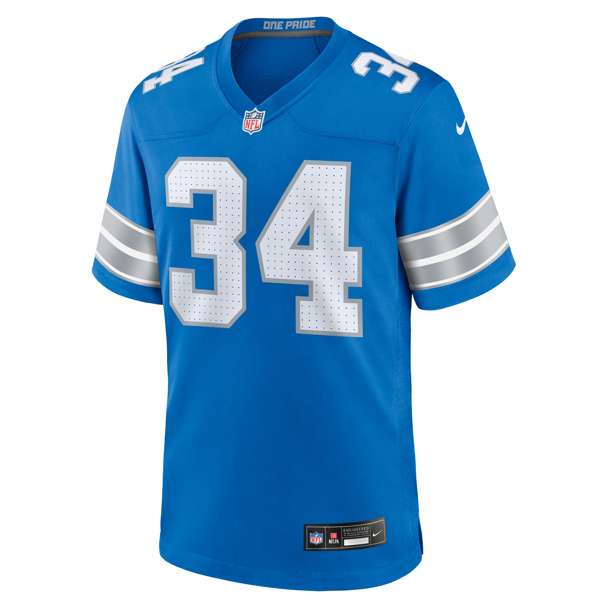 Alternative view of Alex Anzalone Detroit Lions Game Jersey - Men's