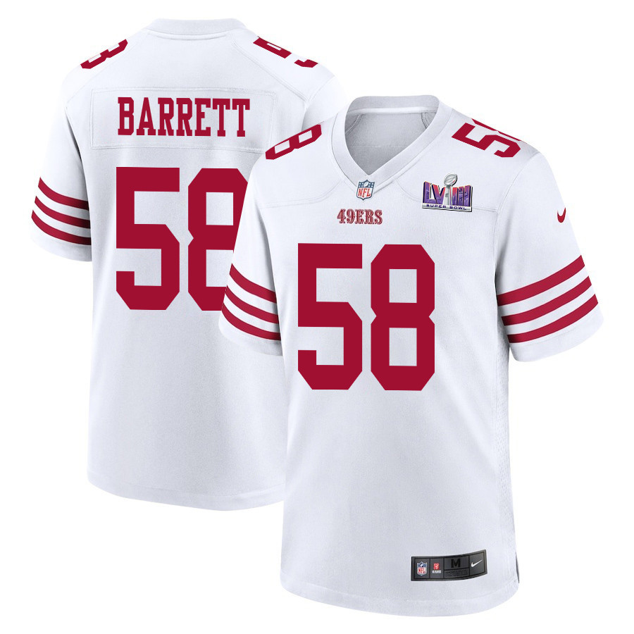Alex Barrett #58 San Francisco 49ers Super Bowl LVIII Patch Game Jersey - Men's | White