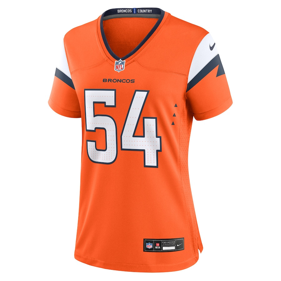Alternative view of Alex Forsyth #54 Denver Broncos Game Jersey - Women's | Orange