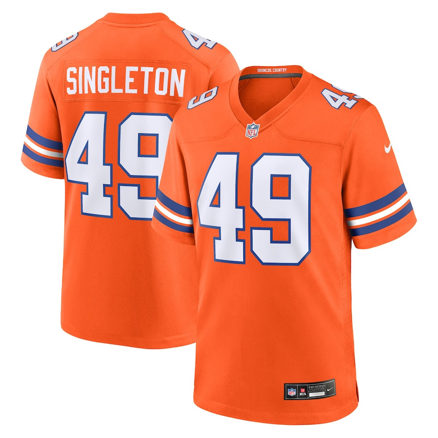 Alex Singleton #49 Denver Broncos Throwback Game Jersey - Men's | Orange