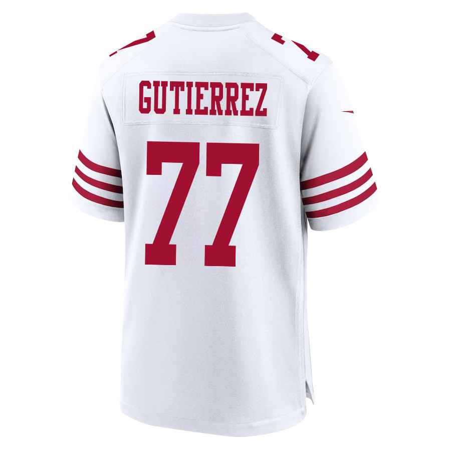Alfredo Gutierrez #77 San Francisco 49ers Super Bowl LVIII Patch Game Jersey - Men's | White - Image 3