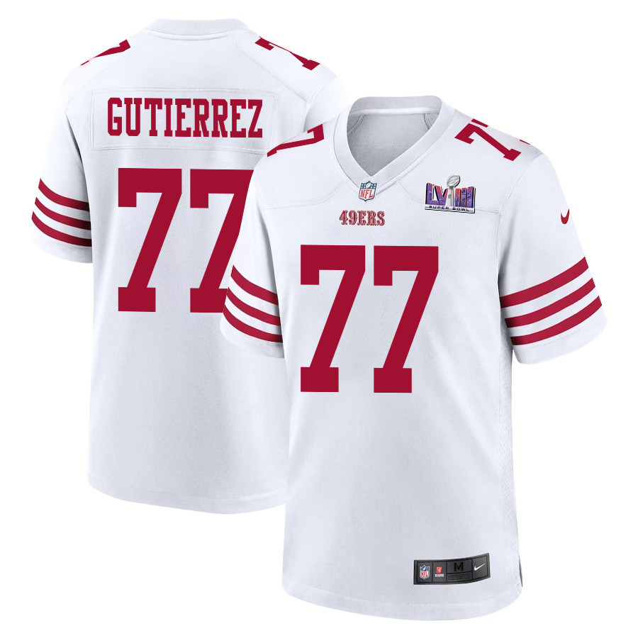 Alfredo Gutierrez #77 San Francisco 49ers Super Bowl LVIII Patch Game Jersey - Men's | White