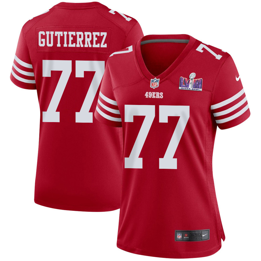Alfredo Gutierrez #77 San Francisco 49ers Super Bowl LVIII Patch Game Jersey - Women's | Scarlet