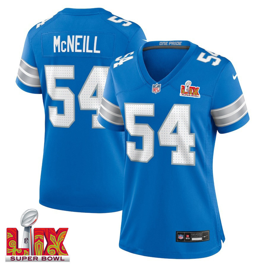 Alim McNeill #54 Detroit Lions Super Bowl LIX Game Jersey - Women's | Blue