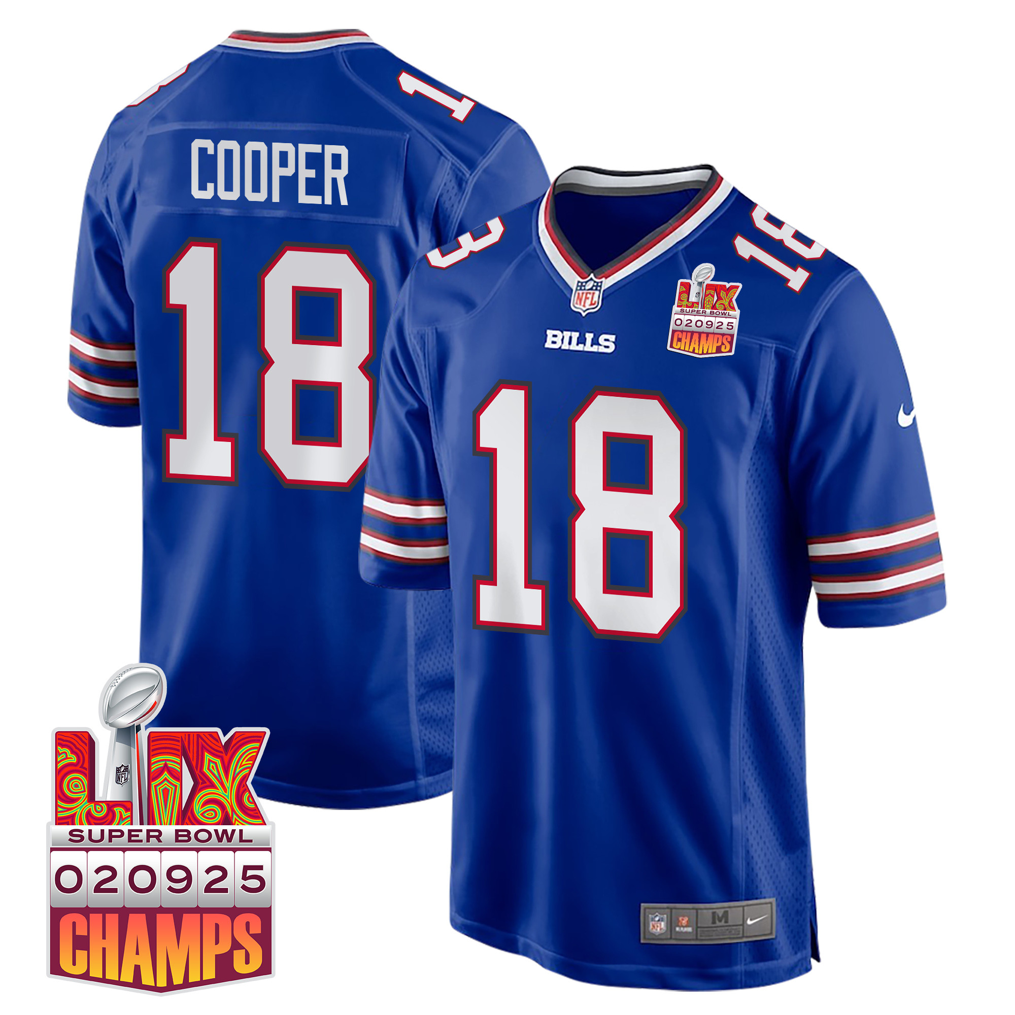 Amari Cooper #18 Buffalo Bills Super Bowl LIX Champions Patch Game Jersey - Men's | Royal