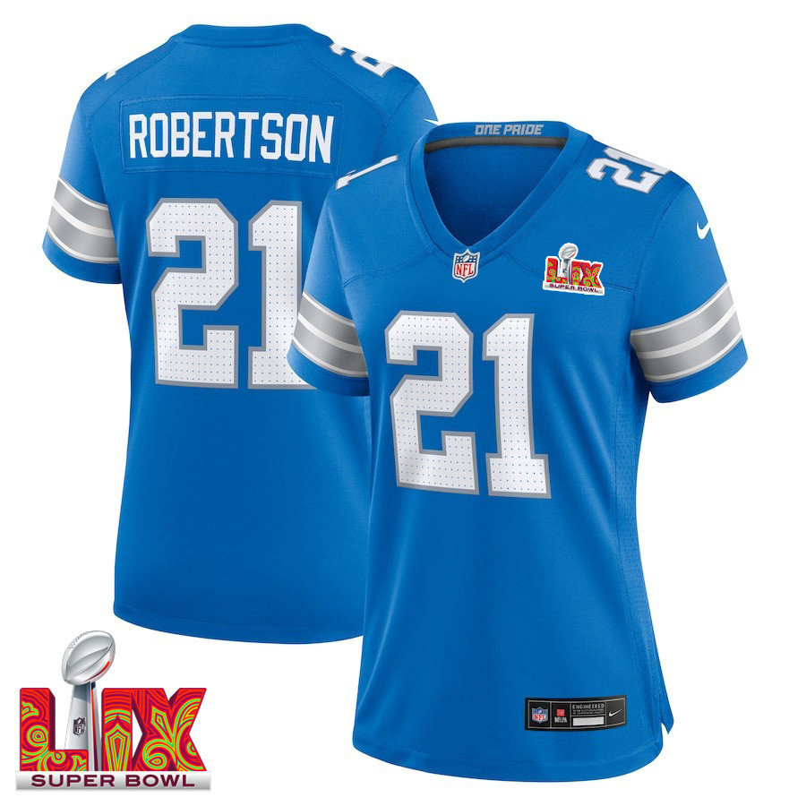 Amik Robertson #21 Detroit Lions Super Bowl LIX Game Jersey - Women's | Blue