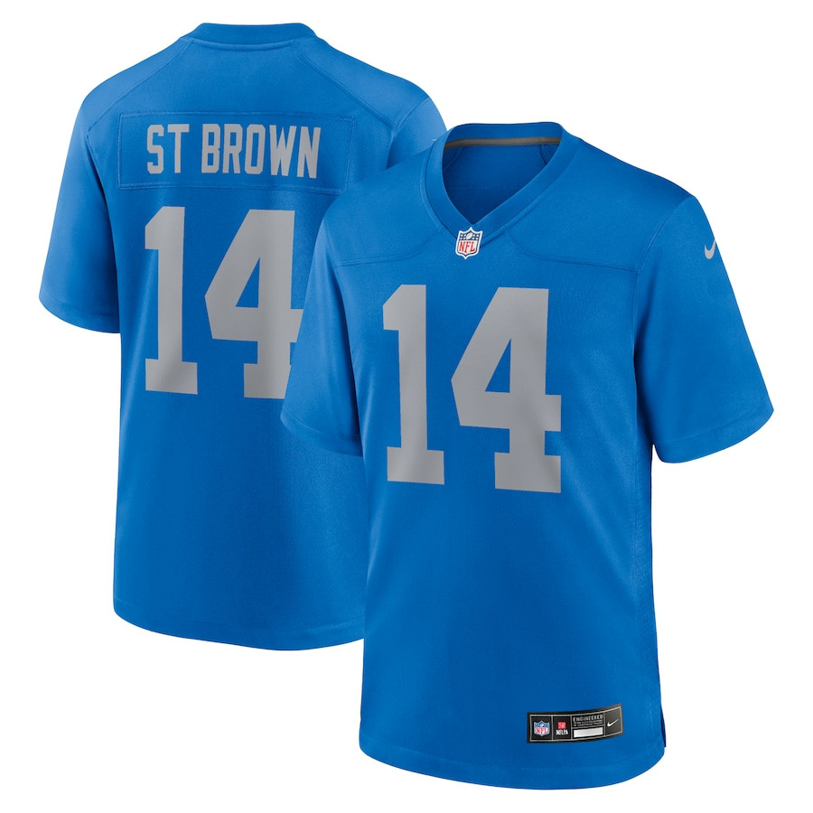 Amon-Ra St. Brown #14 Detroit Lions Alternate Game Jersey - Men's | Blue