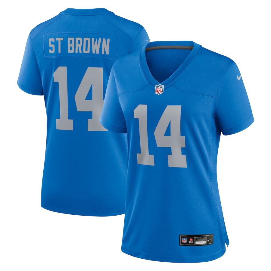 Amon-Ra St. Brown #14 Detroit Lions Alternate Game Jersey - Women's | Blue