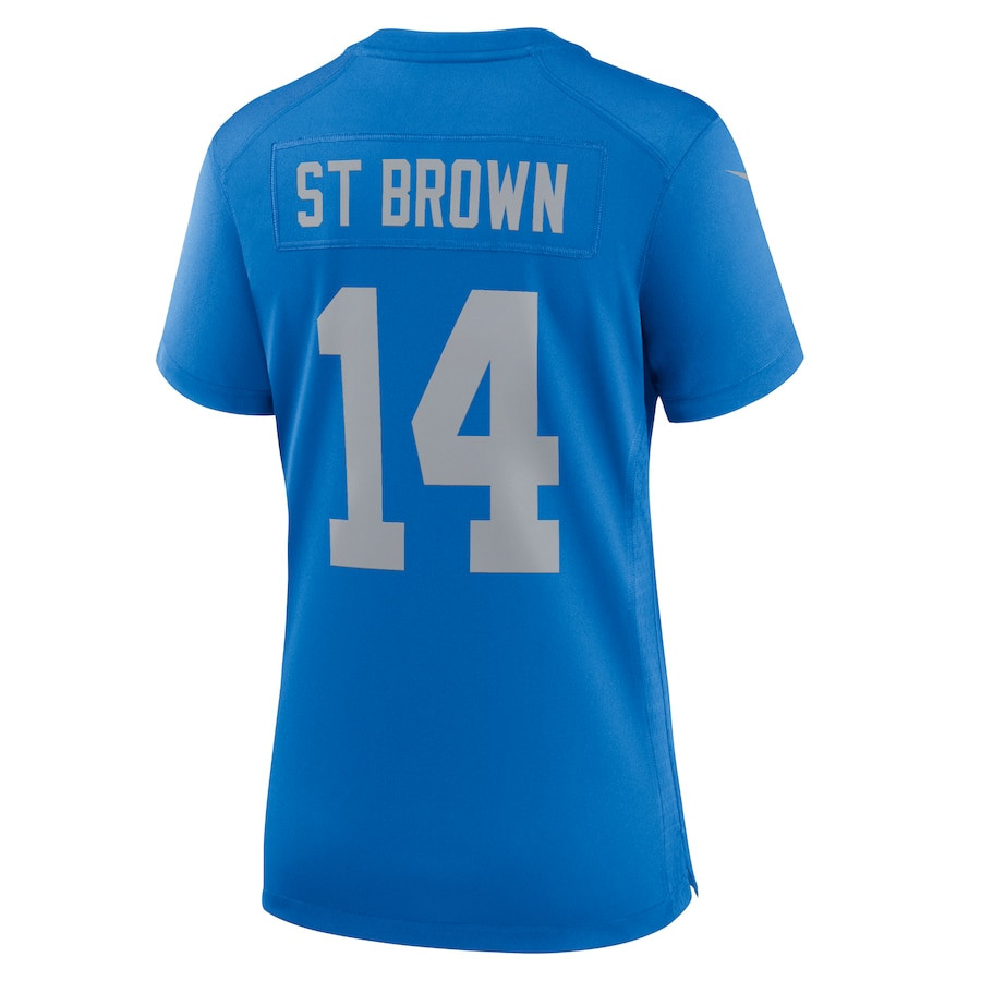 Amon-Ra St. Brown #14 Detroit Lions Alternate Game Jersey - Women's | Blue - Image 3