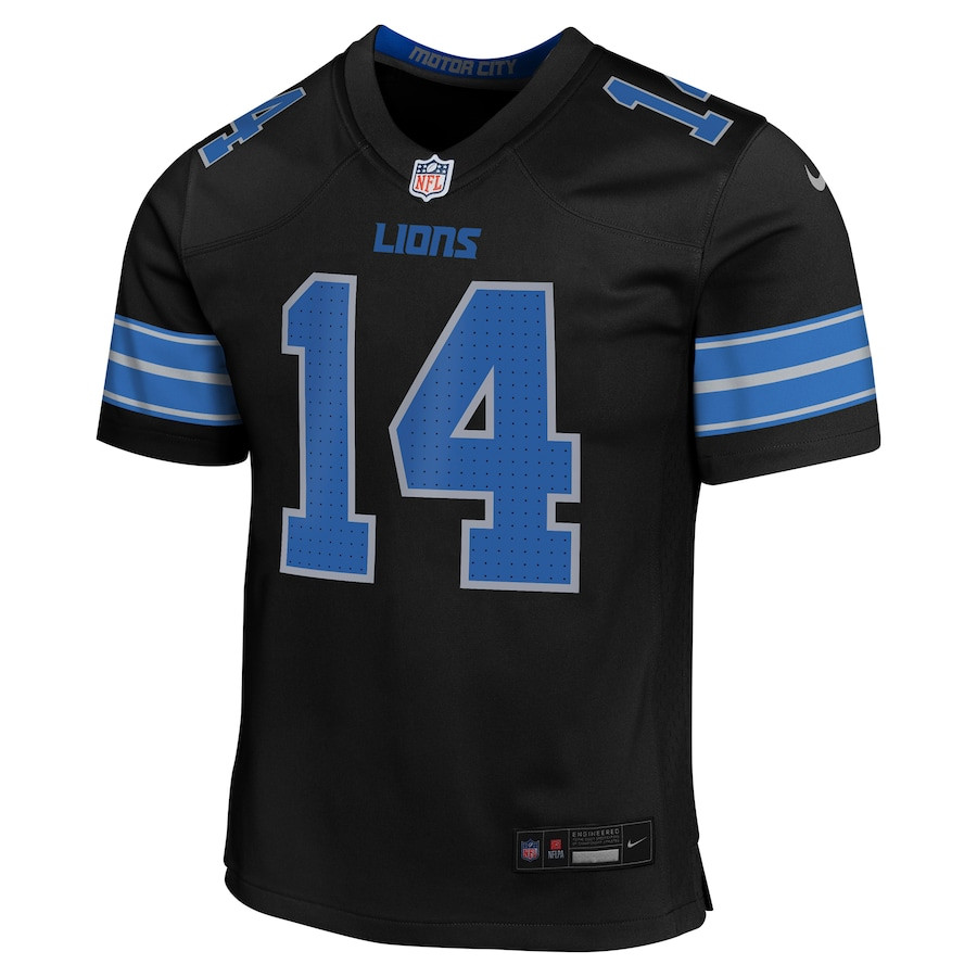 Alternative view of Amon-Ra St. Brown #14 Detroit Lions Alternate Game Jersey - Youth | Black