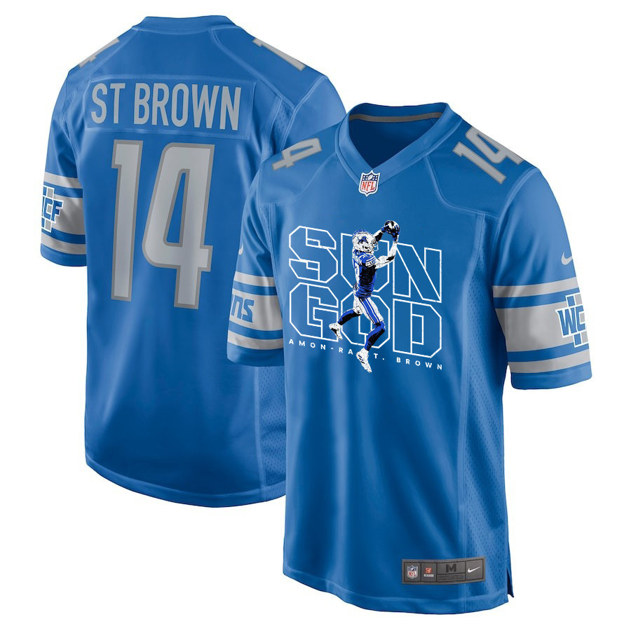 Amon-Ra St. Brown #14 Detroit Lions Game Jersey - Men's | Blue