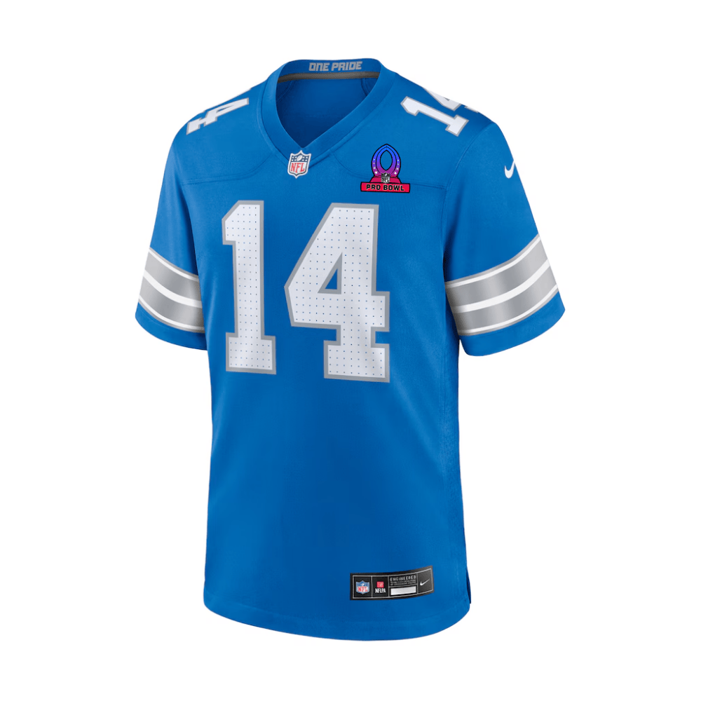Alternative view of Amon-Ra St. Brown #14 Detroit Lions Game Jersey - Men's | Blue