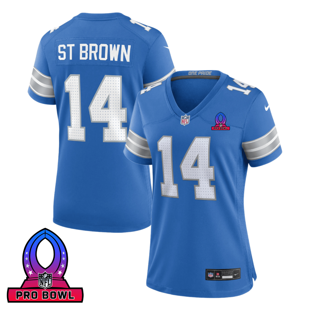 Amon-Ra St. Brown #14 Detroit Lions Game Jersey - Women's | Blue