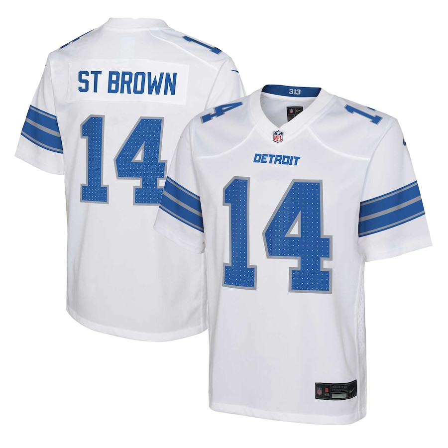 Amon-Ra St. Brown #14 Detroit Lions Game Jersey - Youth | White