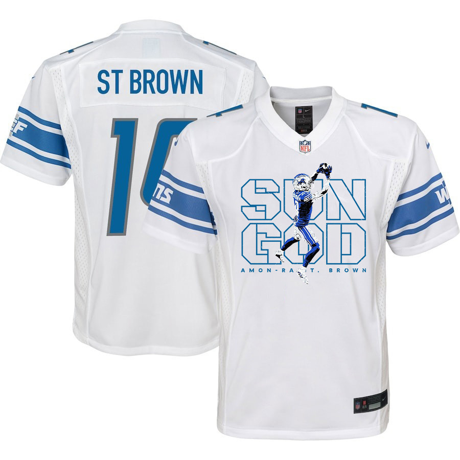 Amon-Ra St. Brown #14 Detroit Lions Game Jersey - Youth | White