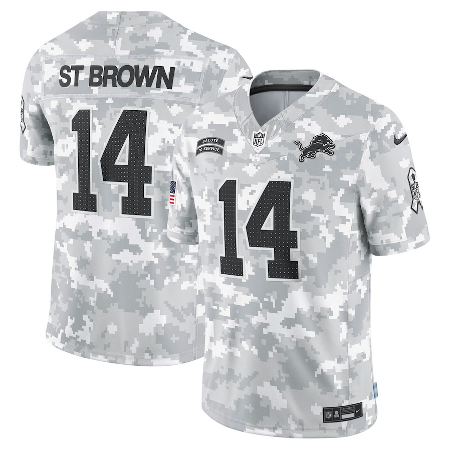 Amon-Ra St. Brown #14 Detroit Lions Salute To Service Limited Jersey - Men's | Arctic Camo
