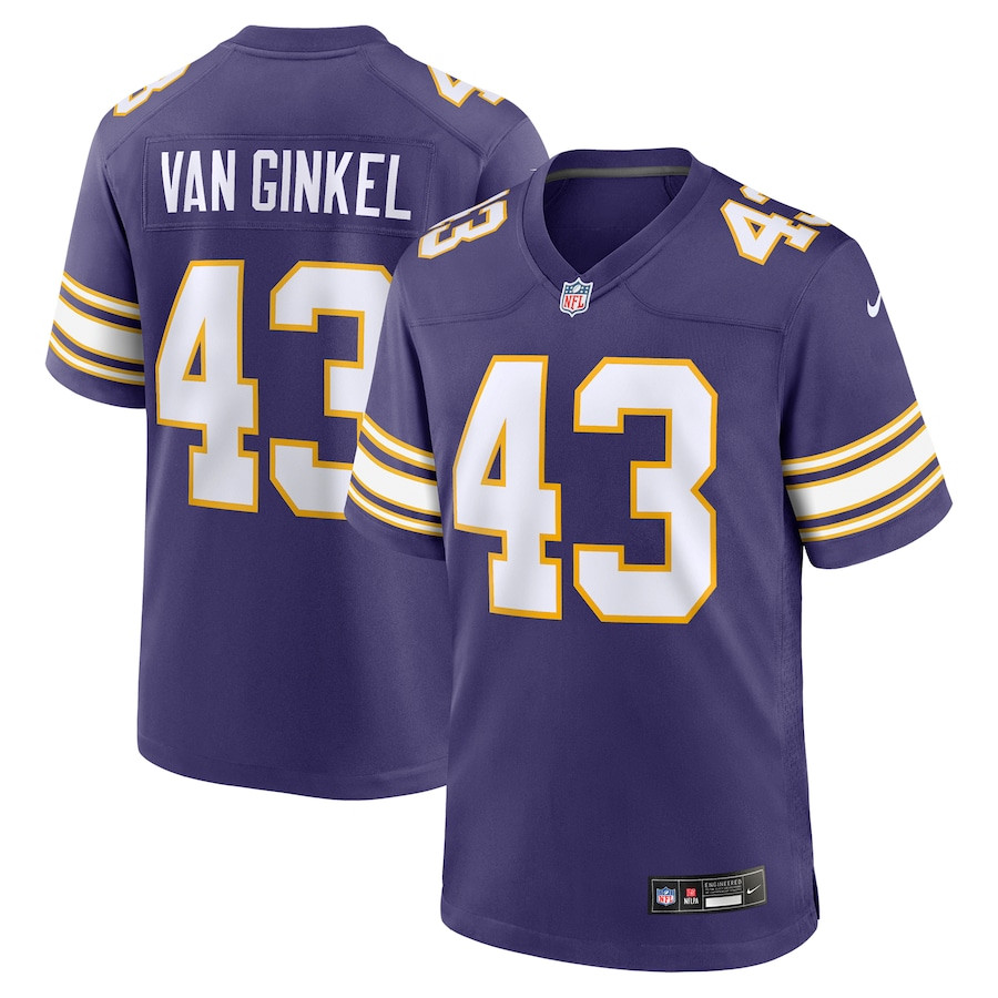 Andrew Van Ginkel #43 Minnesota Vikings Alternate Game Jersey - Men's | Purple