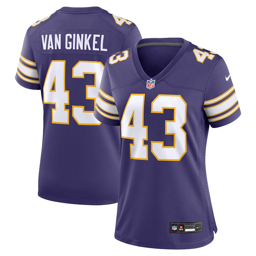 Andrew Van Ginkel #43 Minnesota Vikings Alternate Game Jersey - Women's | Purple
